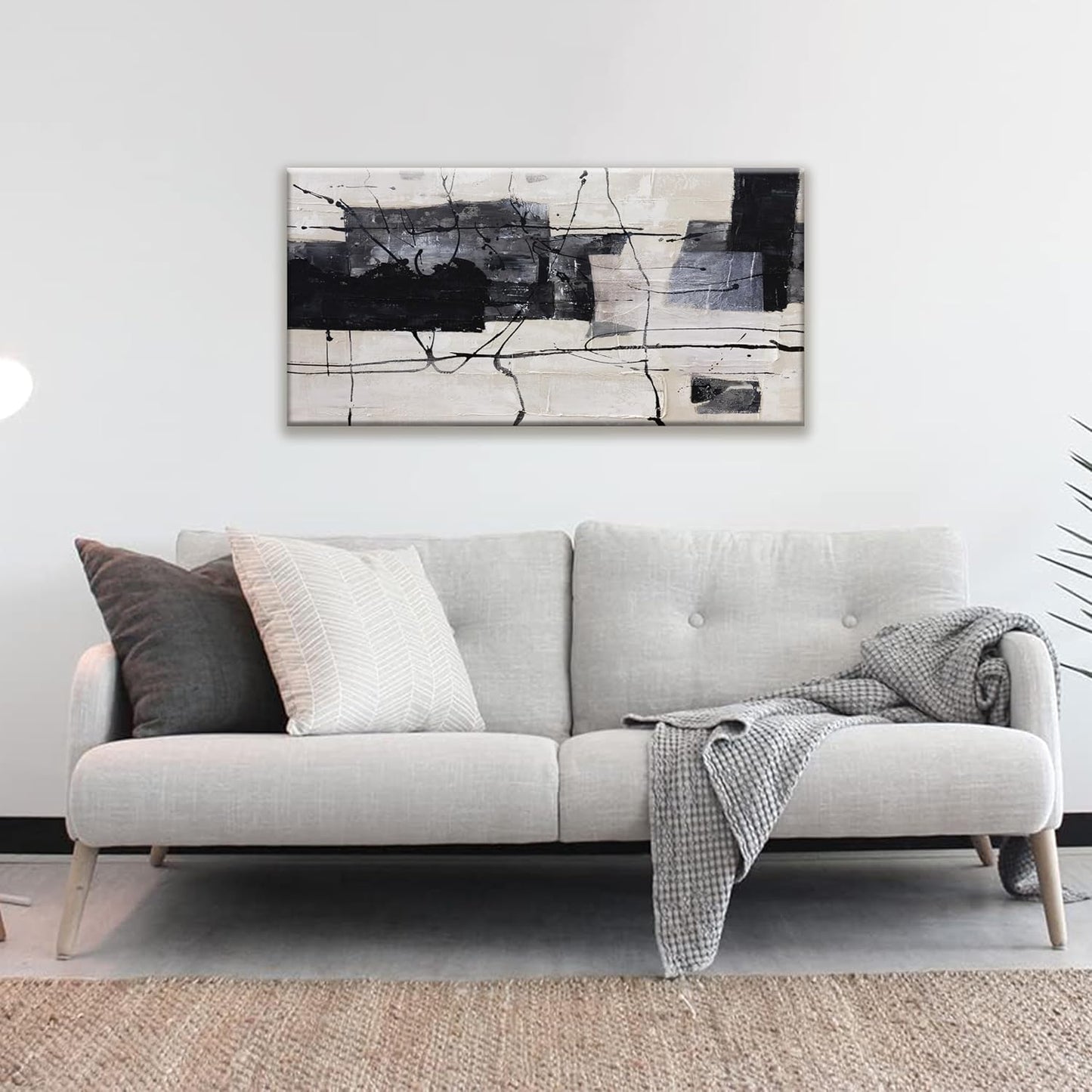 Black And White Abstract Wall Art Small Size Home Decor Artwork abstract wall decor Modern Minimalist Canvas Art Wall Decor Bedroom Office Wall Decor 20"X40"