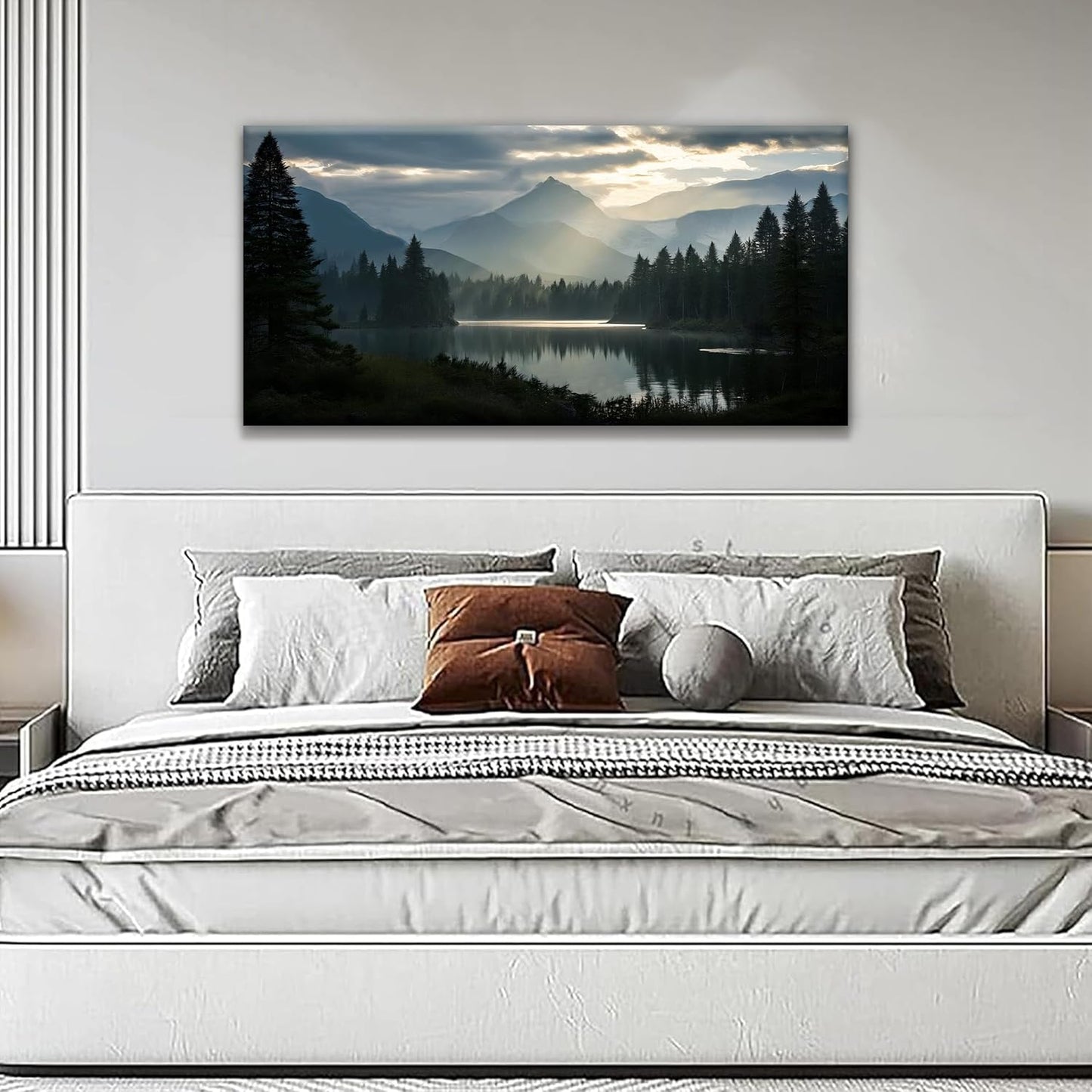 Canvas Art Wall Decor For Living Room Wall Art For Bedroom Modern Office Wall Decorations Forest River Landscape Paintings Pictures Artwork Aesthetic 20x40 In