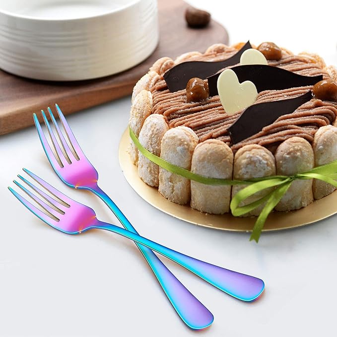 LIANYU Rainbow Flatware Cutlery Set, 20 Piece Stainless Steel Colorful Silverware Set for 4, Tableware Eating Utensils, Mirror Finish, Dishwasher Safe