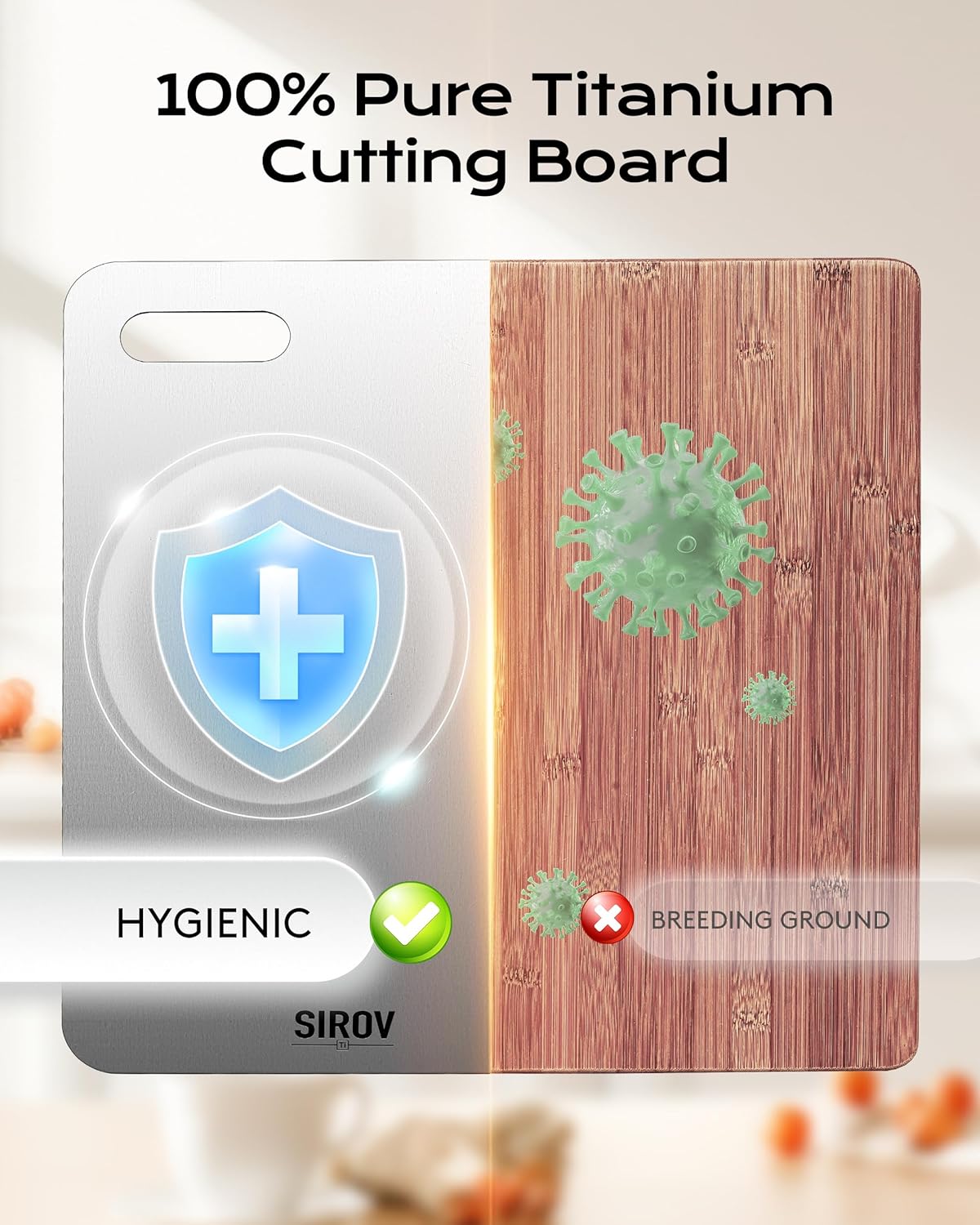 Titanium Cutting Board, 100% Pure Titanium Cutting Boards For Kitchen, Best Non Toxic titanium chopping board, Dishwasher safe, Hygiene and Durability for Meat, Fruit, and Vegetables (12.5L*8W)