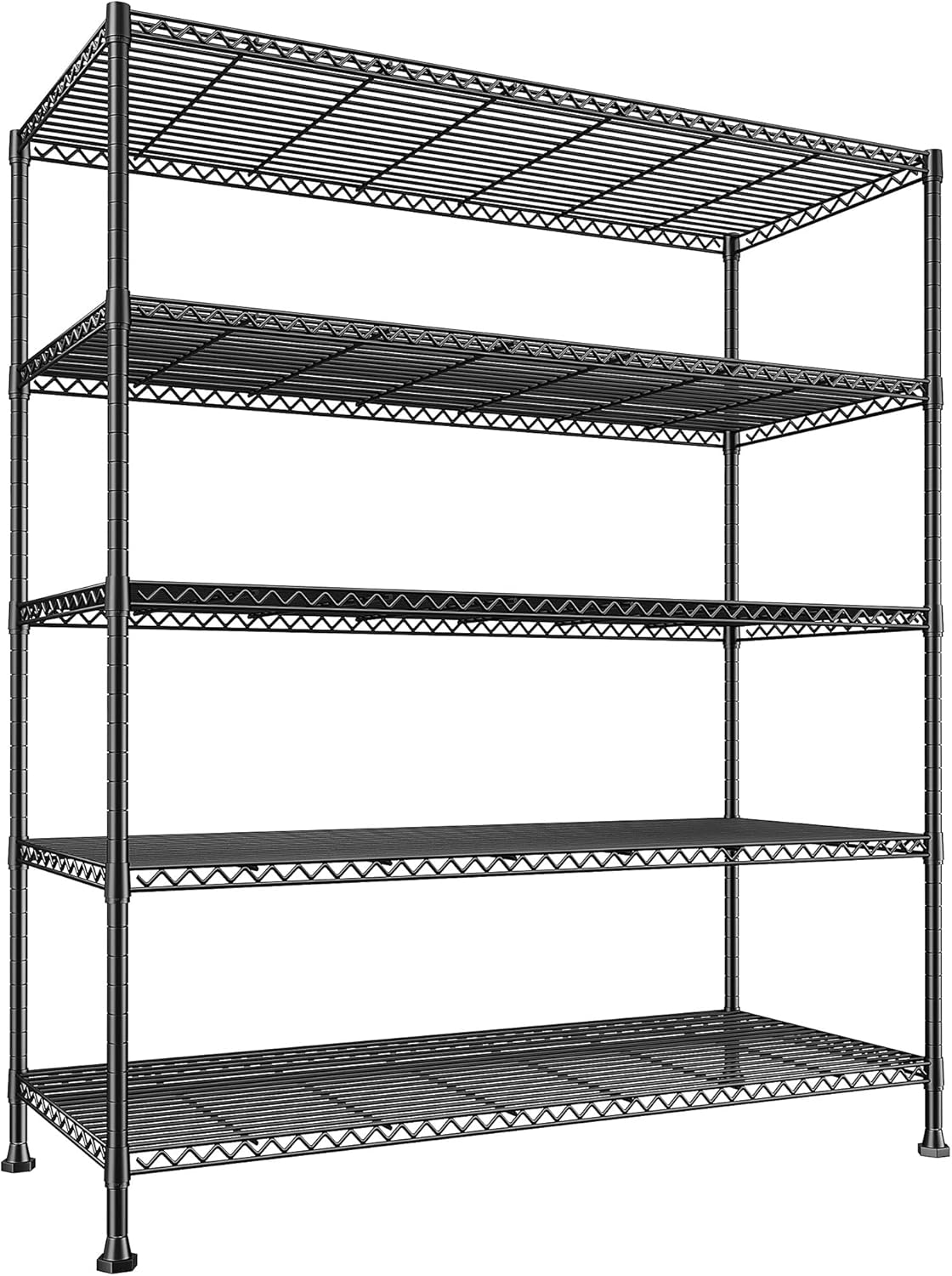 REIBII 45.8''W Storage Shelves Wire Shelving,5Tier Shelves Organizer, Sturdy Metal Garage Shelving, Adjustable Storage Rack for Pantry Kitchen Steel Shelving, 45.8" W x 71" H x 17.2" D