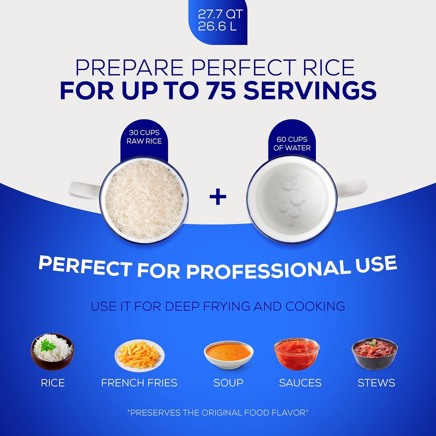 Universal (Professional Extra Large) Caldero 75 Cups - 27.7 QT / 26.6 L, Stainless Aluminum Pot, Even Heat Distribution and Fast Cooking Dutch Oven Pot with Ergonomic Handles, Ideal for Rice, and More