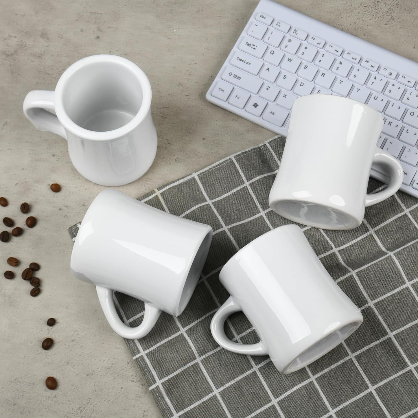 11oz White Diner Coffee Mug Set of 4 Ceramic Mugs Great for Kitchen Set, Travel, and Hot Tea (White)