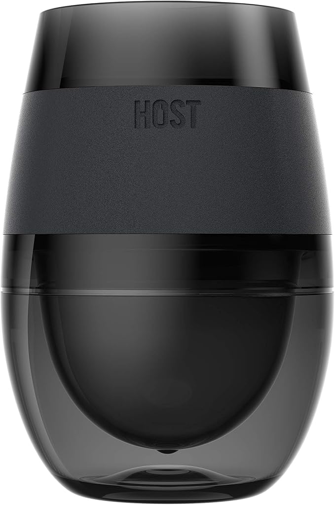 HOST Wine Freeze Cooling Cup, Plastic Double Wall Insulated Freezable Drink Chilling Tumbler with Freezing Gel Wine Glasses for Red and White Wine, Set of 1, 8.5 oz, Smoke