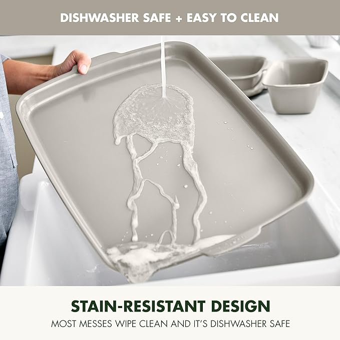 GreenPan Premiere Ovenware Healthy Ceramic Nonstick 18" x 13" Half Rectangular Baking Pan, PFAS-Free, Warp-Free Bakeware, Durable Quick Heating Tray, Oven Safe to 600F, Dishwasher Safe, Taupe