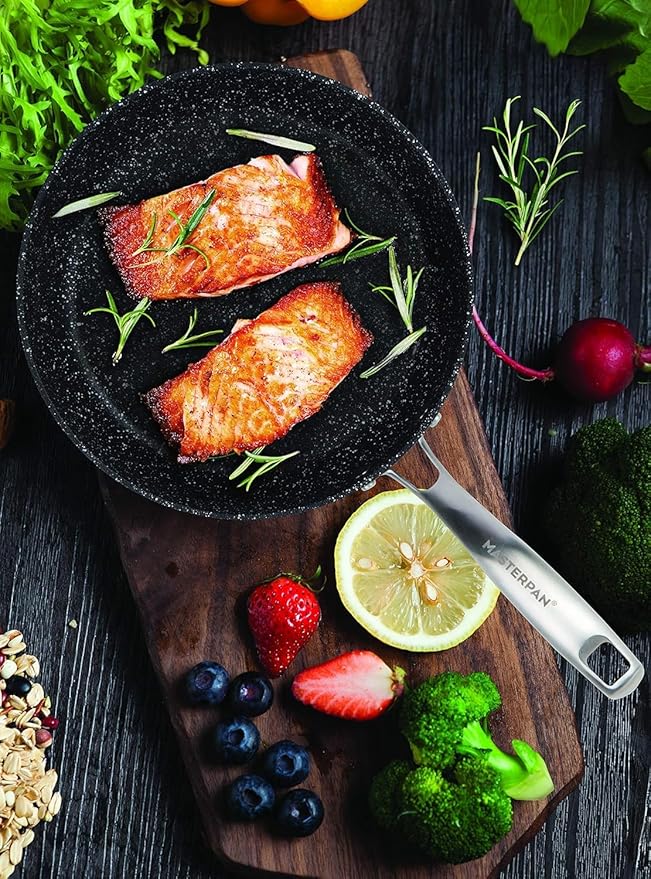 MasterPan Ultra Non-Stick Cast Aluminum Fry Pan, 9.5 inch, Granite Series