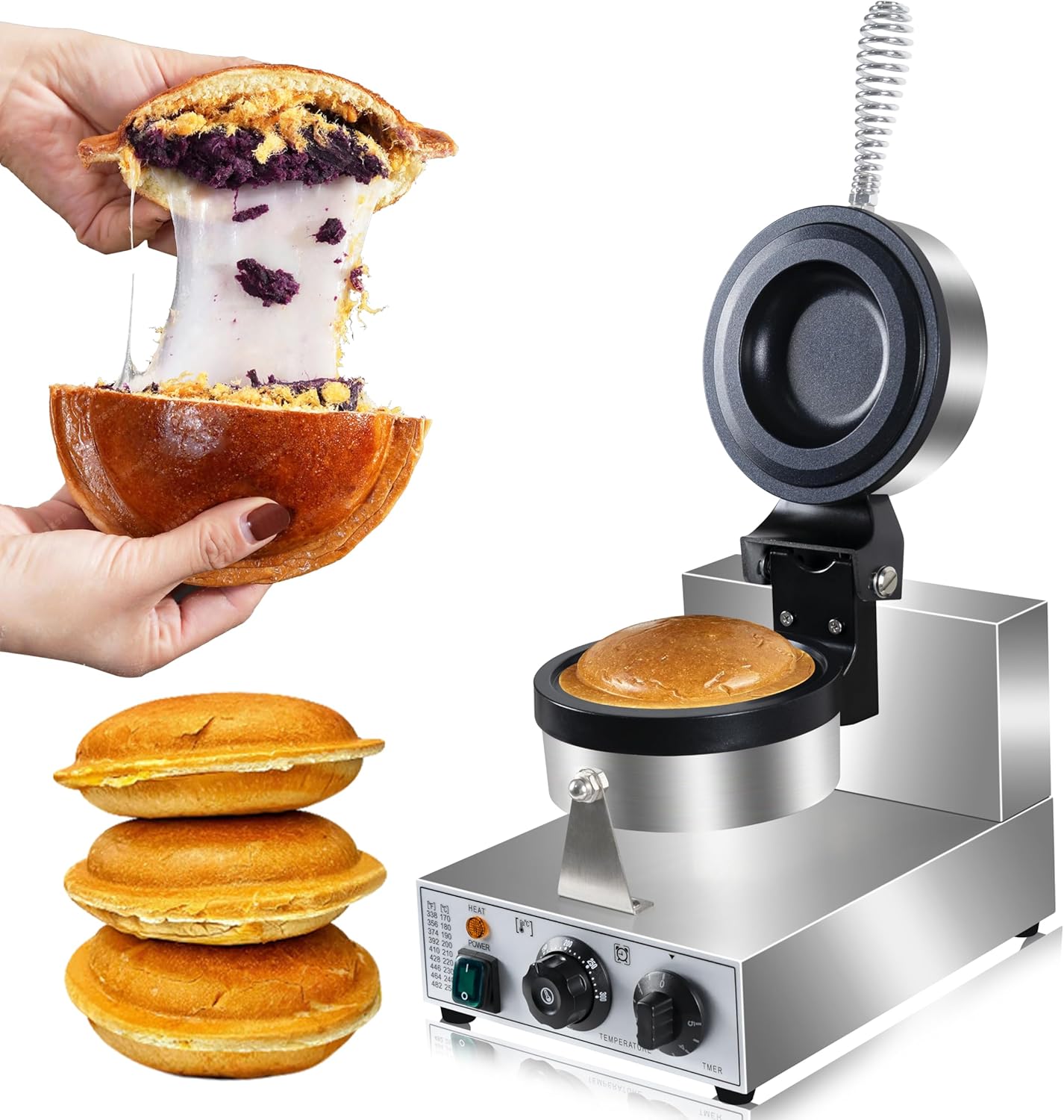 Ice Cream Burger Maker, UFO Burger Maker, Ice Cream Filling Waffle Maker, Hamburger Waffle Maker Sandwich Press Non-stick Panini press waffle machine 110V Gelato Panini Press machine