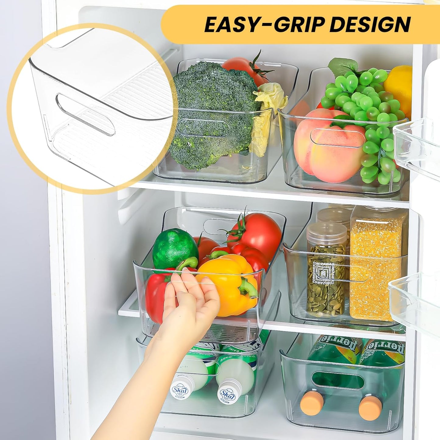 Clear Plastic Storage Bins, Set of 12, Multi-Use Organization and Storage Containers for Pantry, Cabinet, Refrigerator, Freezer, Bathroom, Organizer Bins for Home & Kitchen