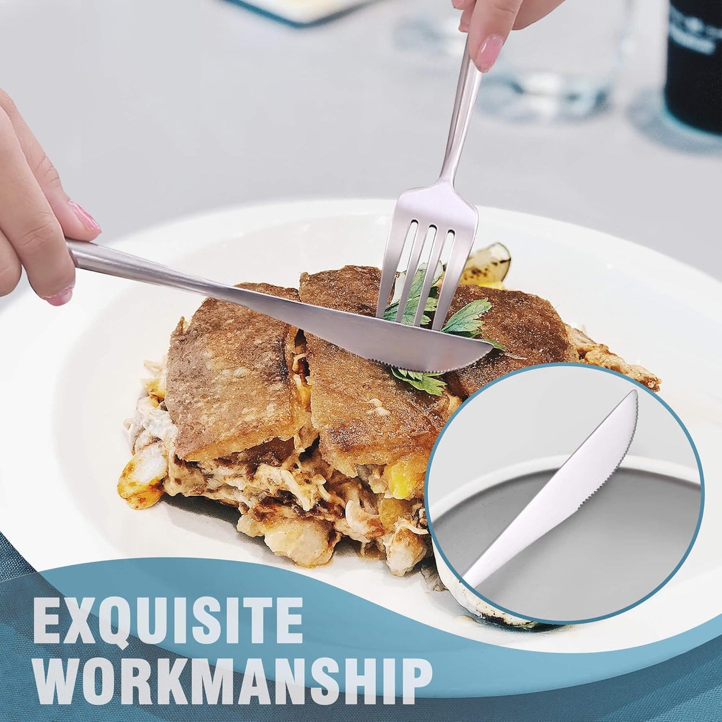 Lemeya Matte Silverware Set for 6,Modern Stainless Steel Brushed Cutlery Set,30-Pieces Heavy Duty Flatware Set,Knives Spoons and Forks Set Utensils Set, Satin Finish, Dishwasher Safe