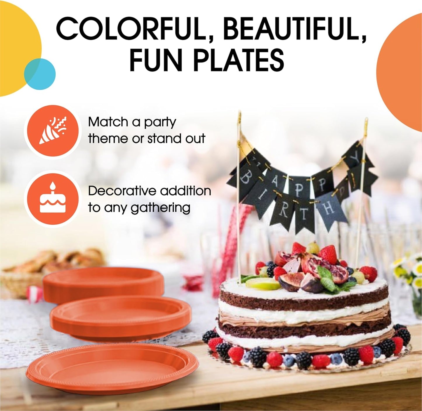 Exquisite Party Solids Orange Plastic Plates For Party Supplies 10" Orange Disposable Plates Heavy Duty 50 Pcs Plastic Dinnerware Sets Heavy Duty 350 GSM Disposable Dinnerware Set