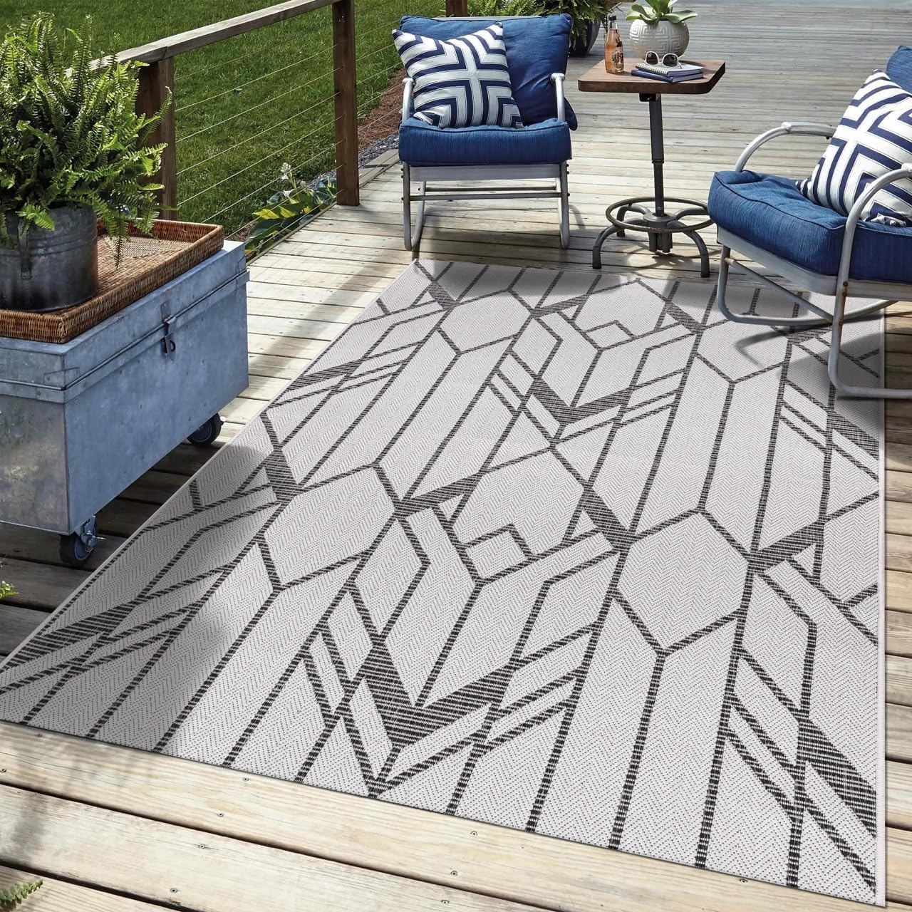 Keen Home Design Terrace Outdoor Area Rug - 9x12 Washable Indoor/Outdoor Rug for Patio, Kitchen, Balcony, Beach, Garden, Deck and Porch, Size: 8'10"x12'