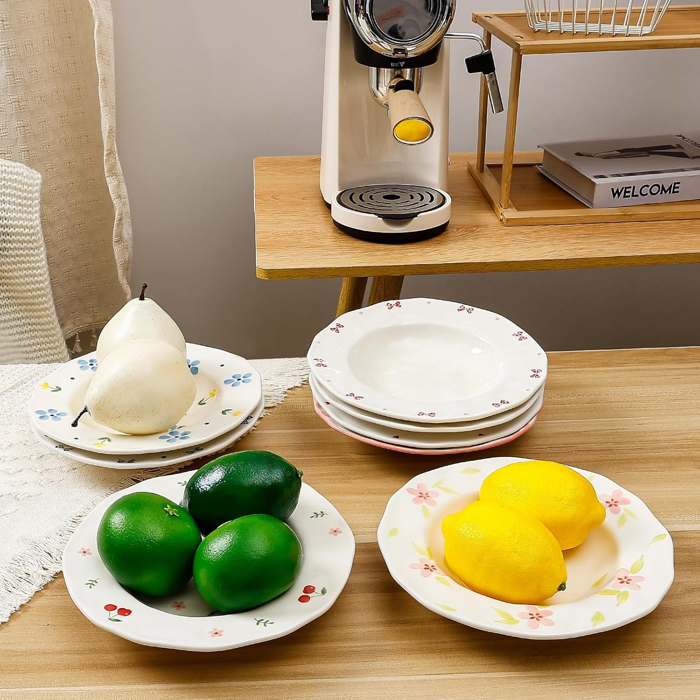 Koythin Ceramic Straw Hat Ramen Bowl Set, Pasta Bowls, Salad Serving Bowl for Noodle, Dinner, Salad, Microwave Dishwasher Safe (Little Love)