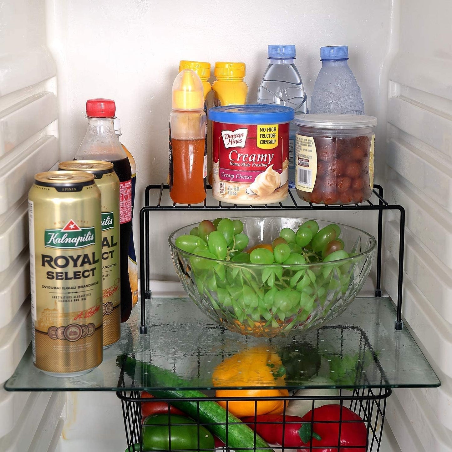 Kitchen Shelves, Cabinet Organization Mini Storage Shelf, Storage Rack Organizer for Kitchen, Fridge, Cabinet, Bathroom (Black 4)