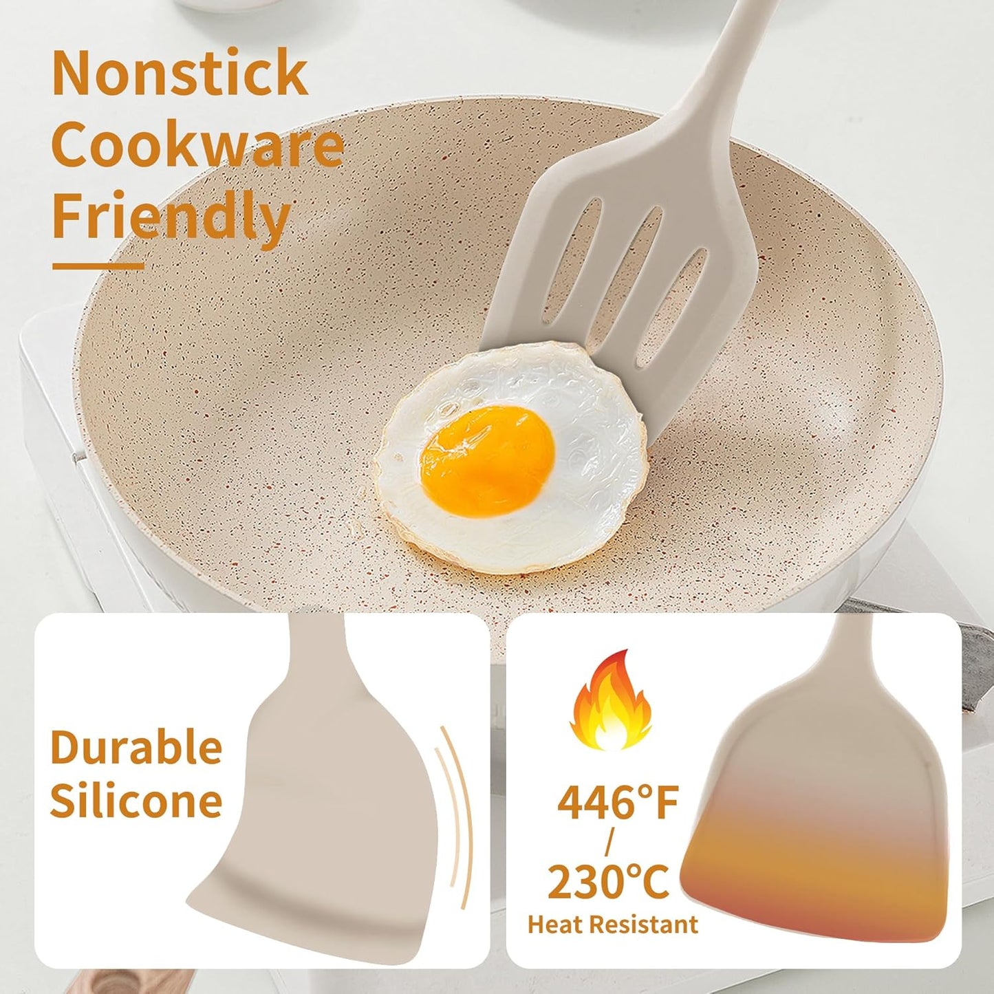 18 Pcs Cooking Utensils Set, Kitchen Utensils Set with Utensil Holder, 446°F Heat Resistant Silicone Spatula Set, Kitchen Gadgets Tools Set for Nonstick Cookware BPA FREE