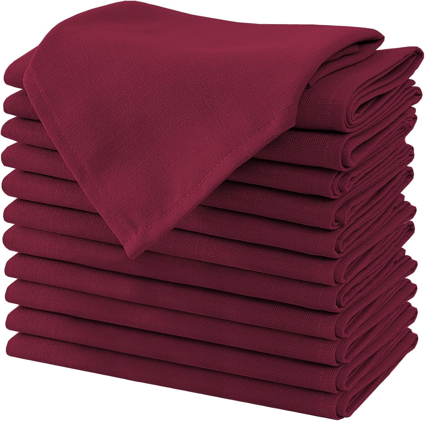 H.VERSAILTEX Cloth Napkins Set of 12 (18" X 18") Linen Textured Dinner Napkins Waterproof Soft Thick Durable Reusable Napkins with Hemmed Edges for Dinners, Weddings and Everyday Use, Christmas Red