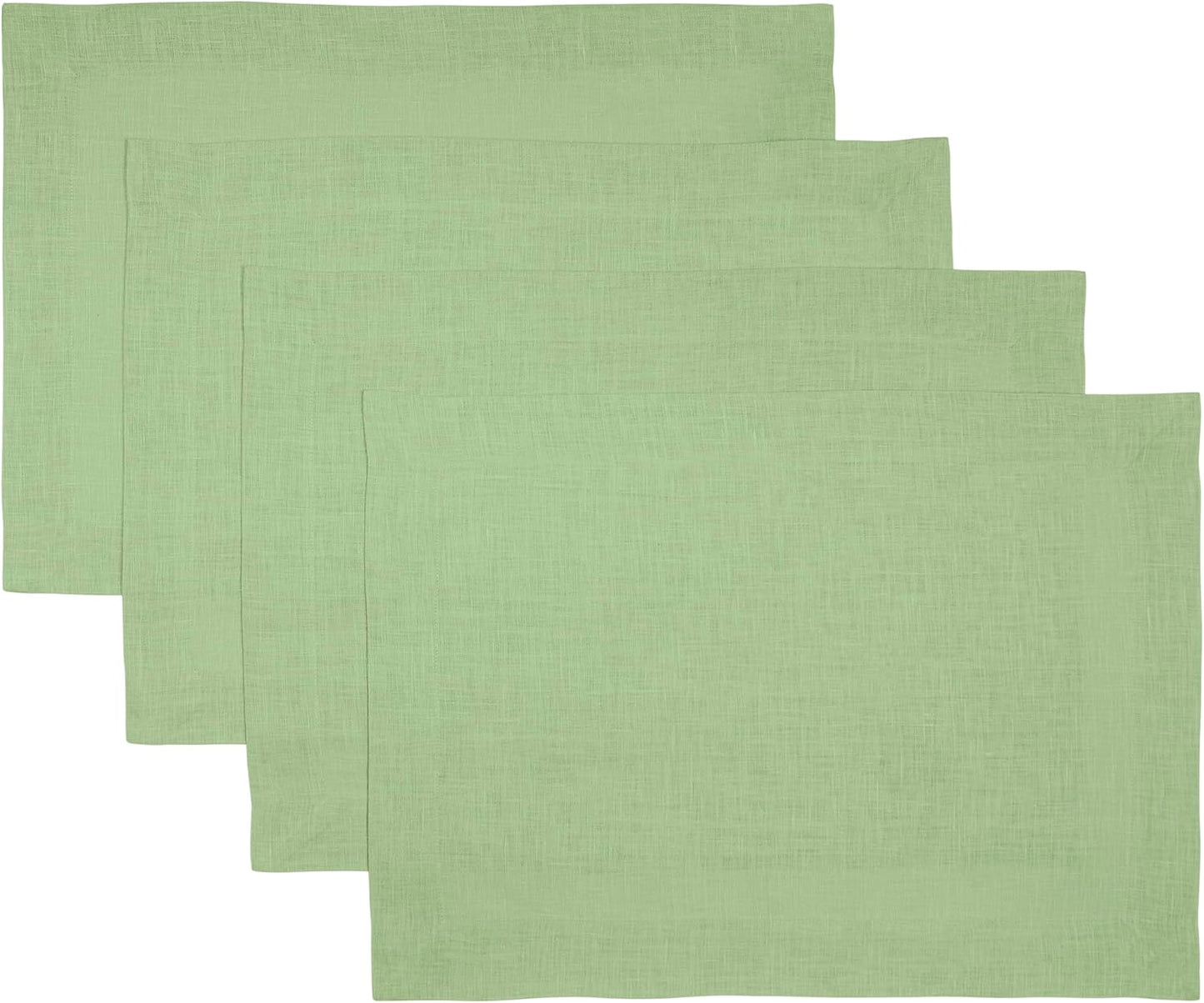 D'Moksha Homes Linen Placemats 14 x 19 Inch - Sage Green Placemats Set of 4-100% Pure Linen Table Place Mats for Fall, Autumn and Halloween - Handcrafted and Machine Washable