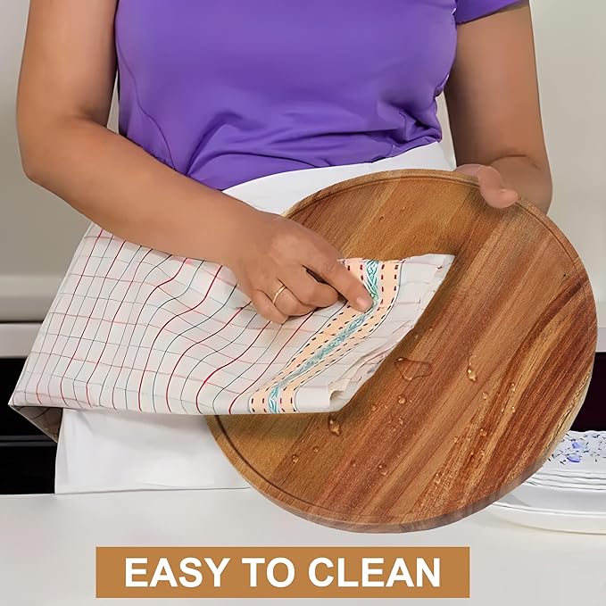 [ 2 Pack ] 12-inch Acacia Wood Lazy Susan Organizers, ACIAZAAZ Lazy Susan Turntable for Cabinet, Kitchen Turntable Storage for Table, Countertop, Pantry