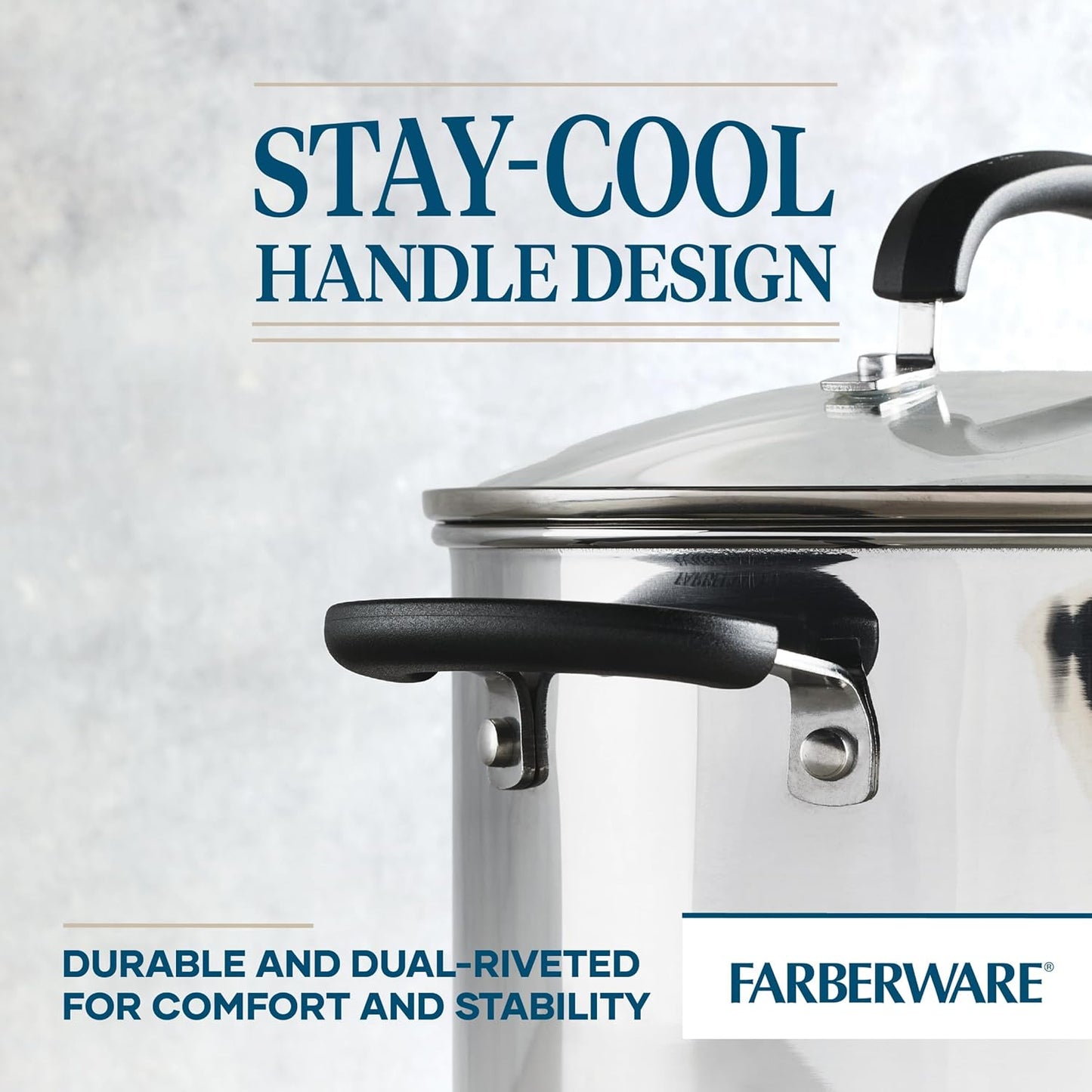 Farberware Brilliance Stainless Steel Stockpot with Glass Lid, 8 Quart, Dishwasher Safe and Induction Ready, Compatible with All Cooktops, Stainless Steel