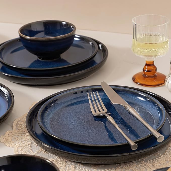 Dinnerware sets plates and bowls sets modern plates stoneware dinnerware set Plates and Bowls Set for 4, 12 Pieces Dishes,Microwave and Dishwasher Safe Tableware (style - 3, 4 - Set (12pcs))