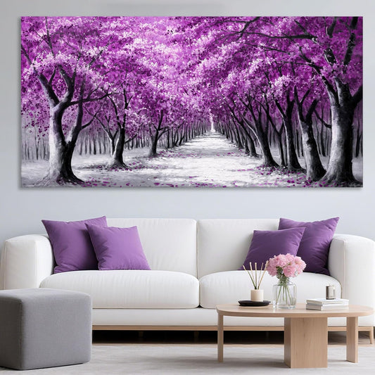 purple forest Wall Art Canvas tree Picture Painting Modern black and purple Artwork Framed for Living Room Bedroom Dinning Room Home Office Wall Decor 29x58