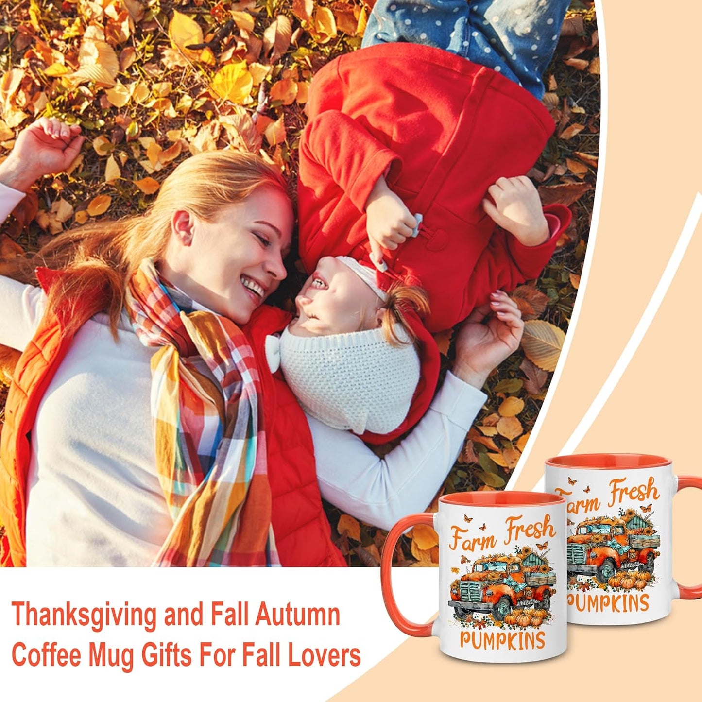 Hyturtle Personalized Fall Farm Mug Gifts For Women - Farm Fresh Pumpkins - Custom Name Coffee Cup Ceramic Mug 11oz 15oz - Farmer Lovers Gift - Autumn Gifts For Her - Fall Thanksgiving Decor Gift