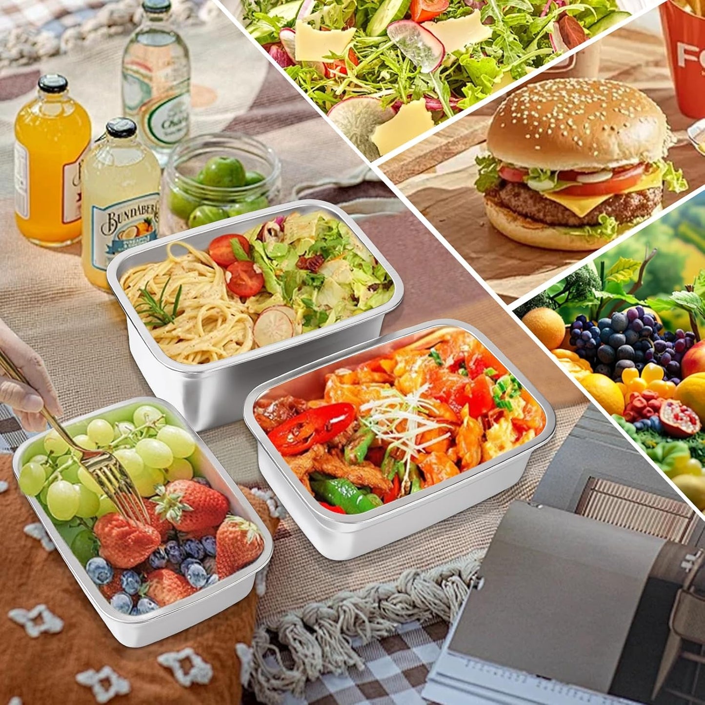 10-Piece Stainless Steel Food Storage Container Set with Airtight Lids - Durable, Eco-Friendly Kitchen Organizers for Freshness & Convenience，Pantry, Dishwasher Safe (Various Sizes)