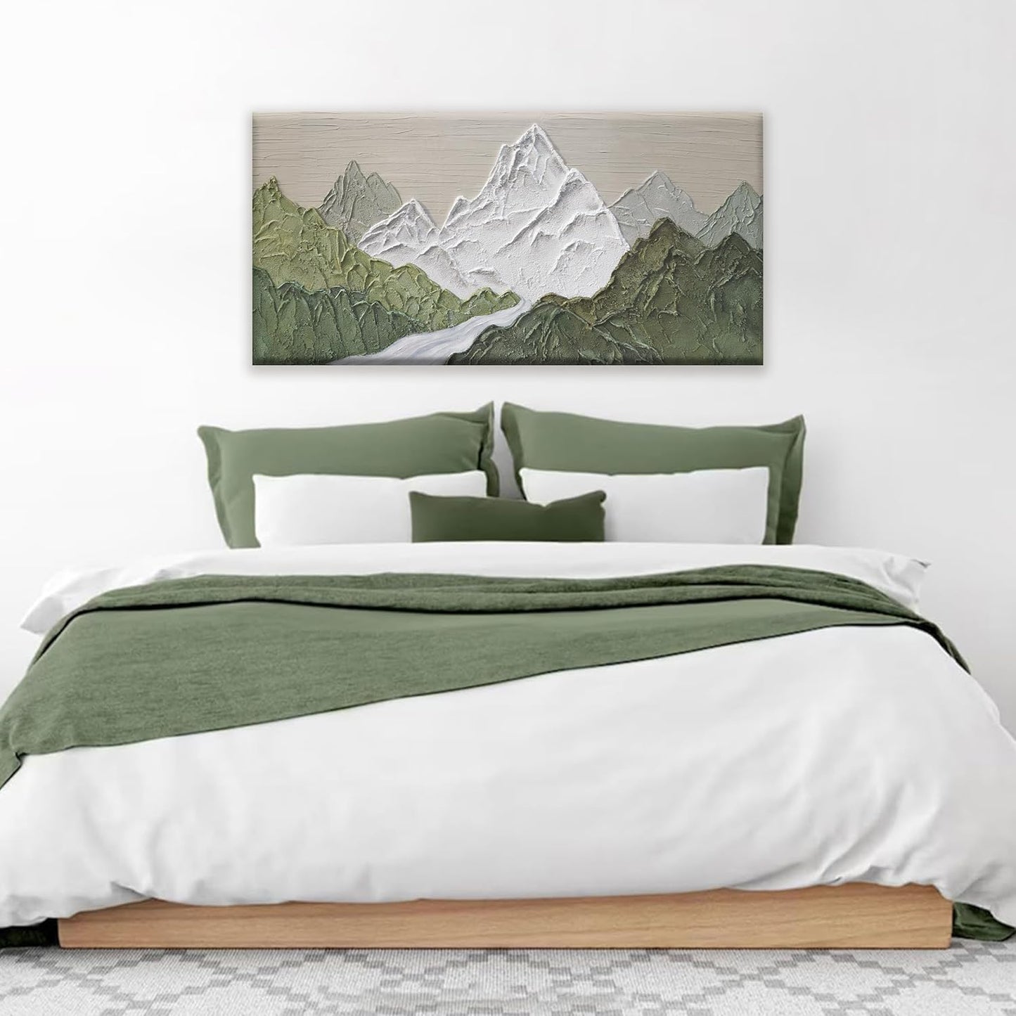YISXINOAG Mountain Wall Art For Bedroom Office Decor Abstract Mountain Forest Landscapes Green Wall Art Painting Canvas Art Wall Decor Prints Ready To Hang Wall Pictures Home 20×40 Inch