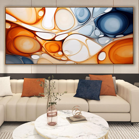 KLAKLA Orange Wall Art 86x39 Inches - Abstract Huge Canvas Picture Wall Decor Living Room Oversized Artwork for Walls Bedroom Office Decoration Modern Frame Wall Art