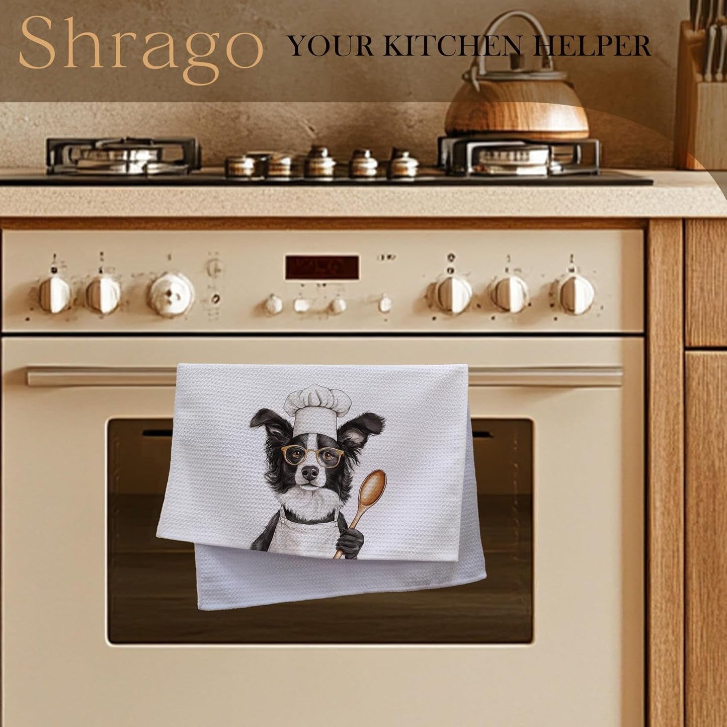 Funny Border Collie Dog Kitchen Towels, Border Collie Gifts for Women Dish Tea Towels for Kitchen, Dog Lovers Mom Dad Owner Gifts Decorative Hand Towels, 16x24 Inch