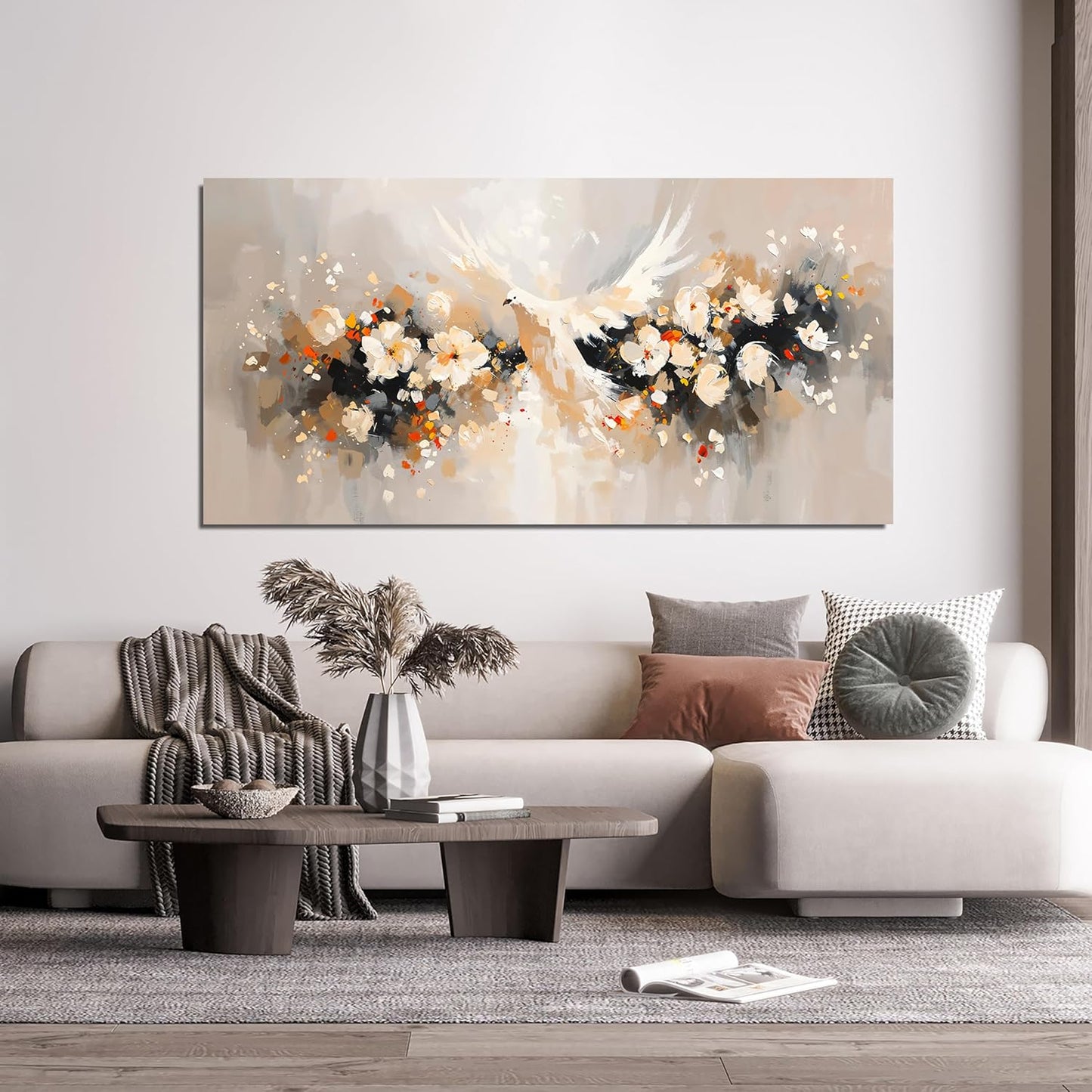 AIXMGSJS Large Canvas Wall Art Decor Wall Art Pictures for Living Room Colorful Flowers Wall Art Prints Artwork for Walls Dove of Peace Wall Art Art Work for Wall Decor Bedroom Office Decor 24" X 48"