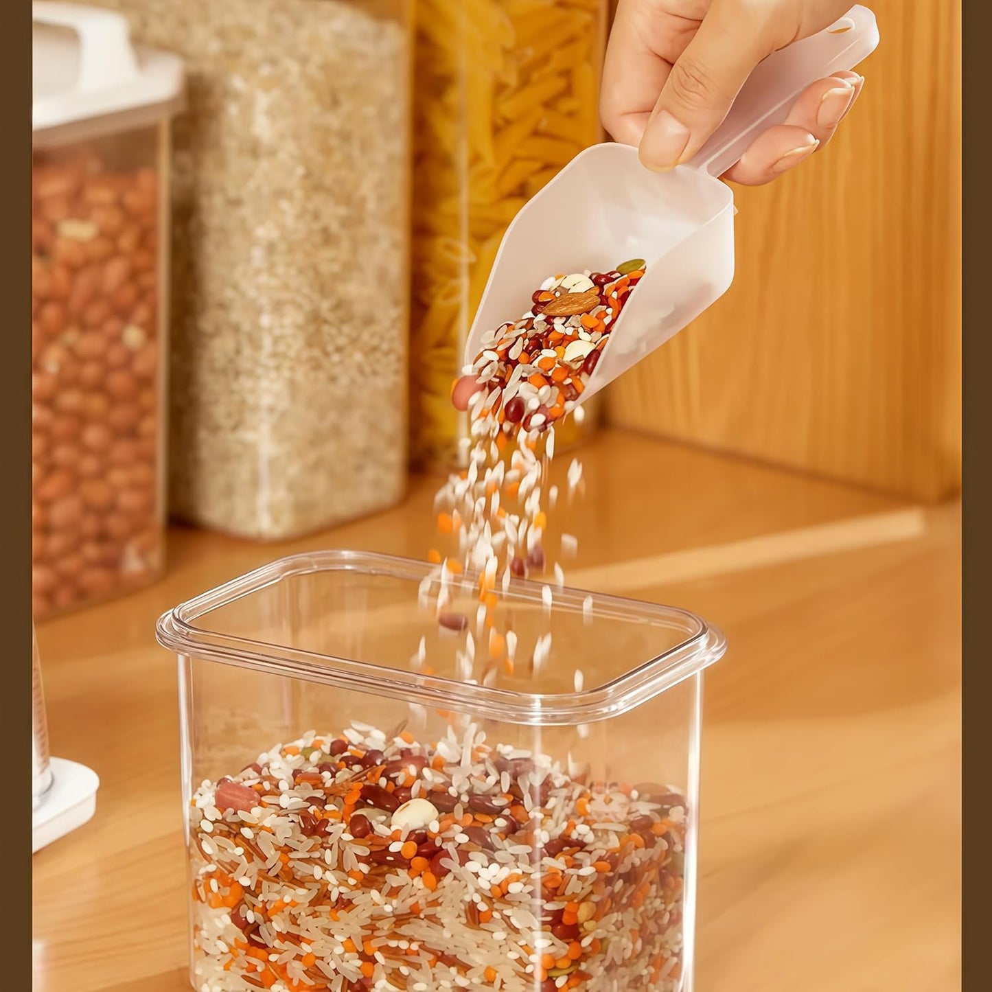 Airtight Food Storage Canisters with Measuring Cup - Ideal for Cereal, Flour & Sugar | Kitchen Pantry Organization Containers, Dry Food Storage (1500ml)