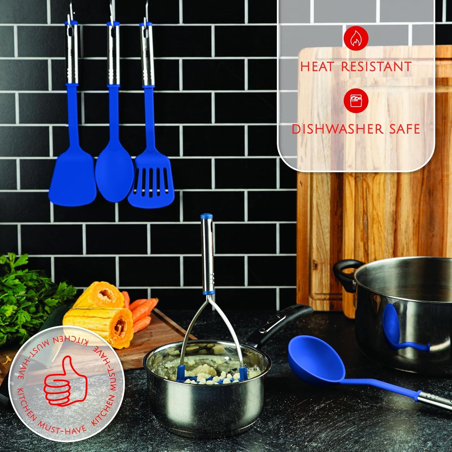 Kitchen Utensils Set 35 PCS Cooking Utensils Set, Nonstick and Heat Resistant Nylon Stainless Steel Silicone Spatula Set - Kitchen Gadgets Home Essentials Kitchen Accessories, Apartment Must Haves