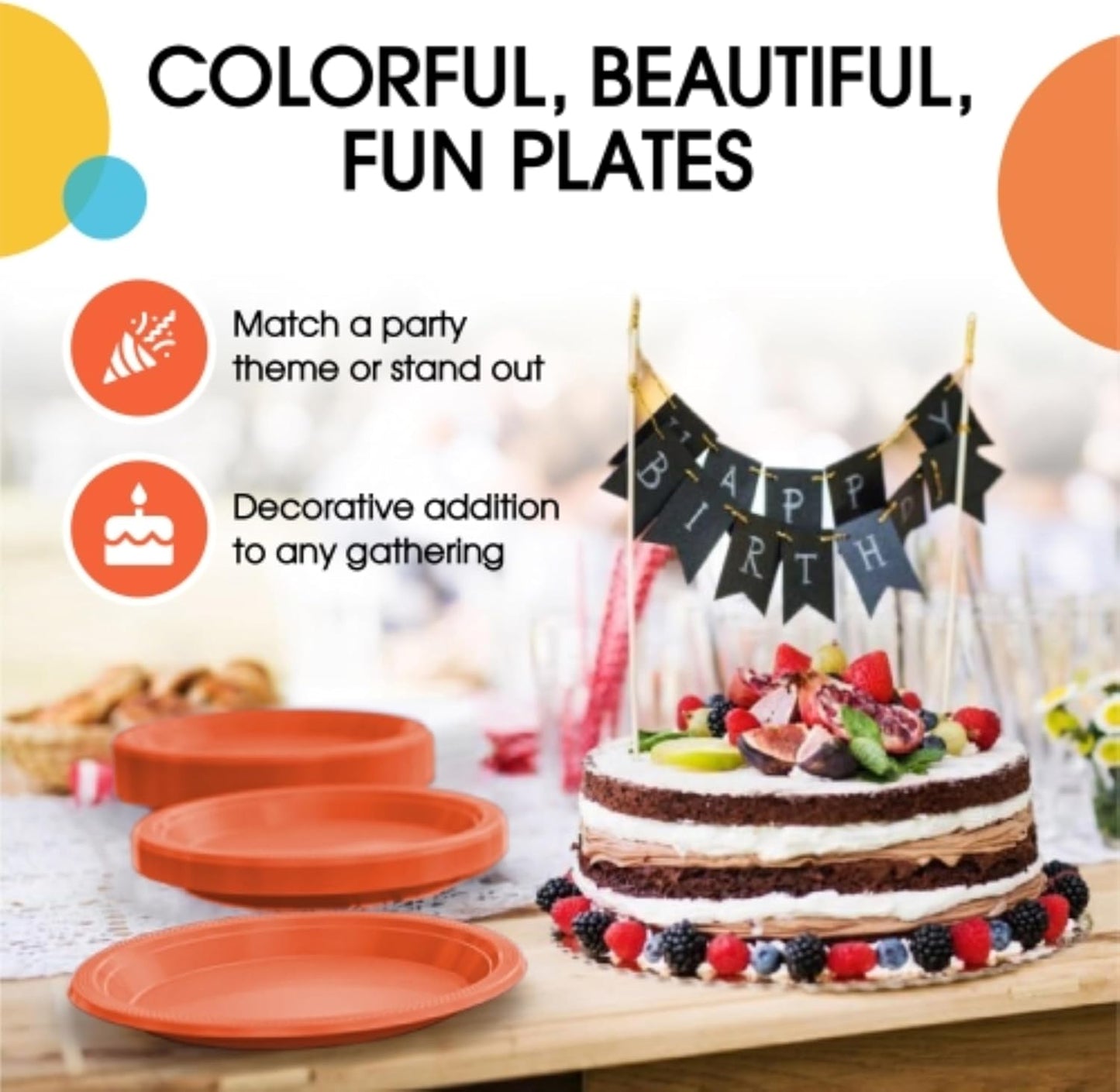 Exquisite Party Solids Orange Plastic Plates For Party Supplies 9" Orange Disposable Plates Heavy Duty 50 Pcs Plastic Dinnerware Sets Heavy Duty 350 GSM Disposable Dinnerware Set