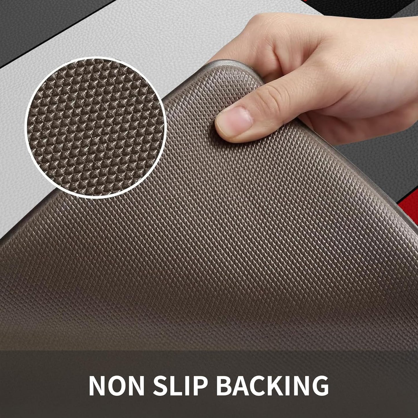 Black Red Grey White Kitchen Rug Anti-Fatigue Kitchen Mat for Floor Abstract Art Geometric Waterproof Non-Slip Kitchen Mat and Rug PVC Kitchen Floor Rug Mat for Home Sink Laundry, 17.3"x 59"