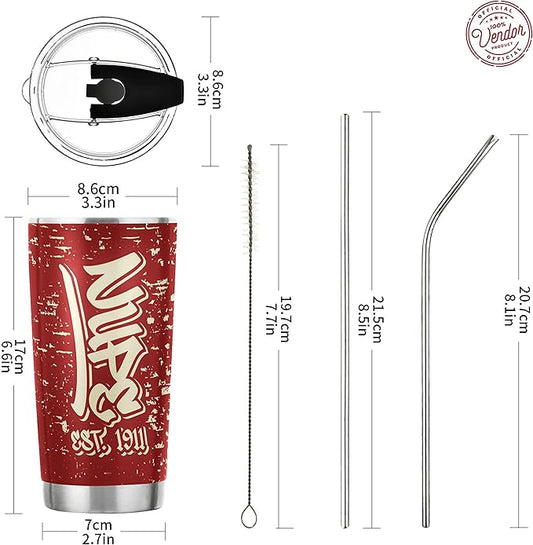 Kappa Alpha Psi Fraternity Paraphernalia - Official Vendor - 20 oz Stainless Steel Insulated Sublimation Tumbler - Nupes