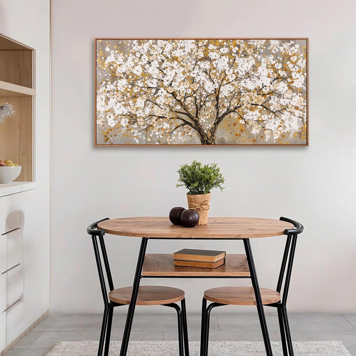 Framed Wall Art Print Gold Tree Of Life Modern Artwork Canvas Painting Gold Tree Pictures Wall Art Decor For Living Room Bedroom Dining Room Home Office Decor 20" X 40"