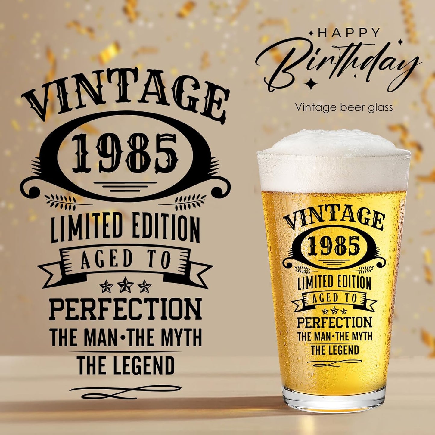40th Birthday Gifts For Men 1985 Vintage Beer Glass 40 Year Old Birthday Decorations For Him 40th Bday Funny 40th Birthday Gifts Idea For Man Over 40 - Turning 40