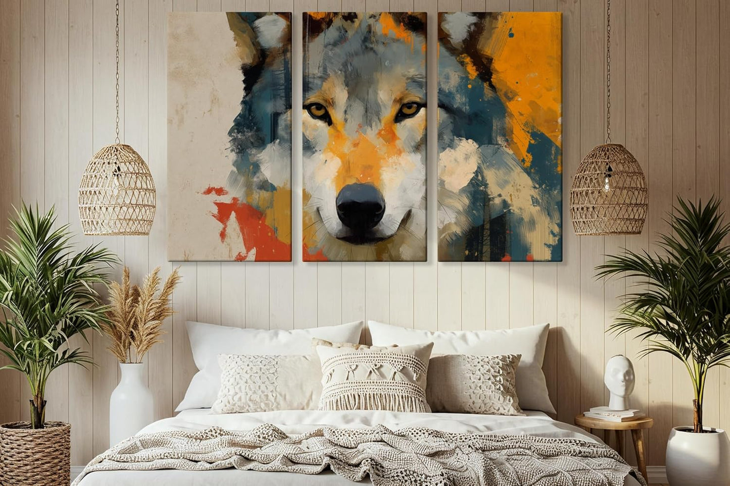 Wildlife Canvas Prints - Wild Animals Home Decor - Medium, Large, and Extra Large Wall Art for Living Room, Bathroom, Kitchen (Primal Palette, 47L" x 71W" - 3 panels)