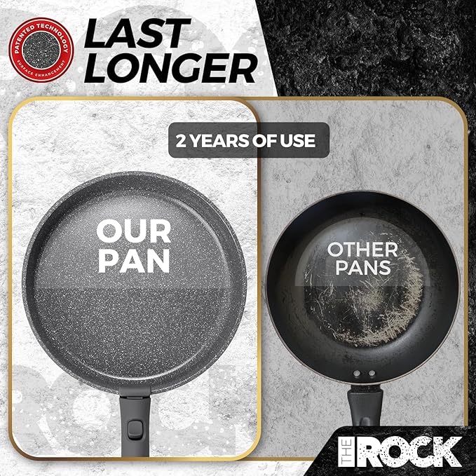 THE ROCK SMART SPACE Ceramic 16pc Nonstick Pots and Pans Set with ROCK.TEC, Cookware Set with Detachable Handles, Scratch/Stain/Crack Proof, Oven & Dishwasher Safe, PFAS & PFOA Free, Grey