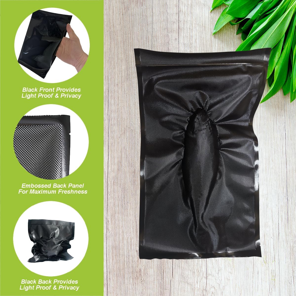 11" x 19.5' (Total 39 Feet) All Black Vacuum Seal Bags (Black and Black), Vacuum Sealer Bags for Food Storage, Heavy Duty Commercial Grade 5 Mil Vacuum Bags, 2 Rolls