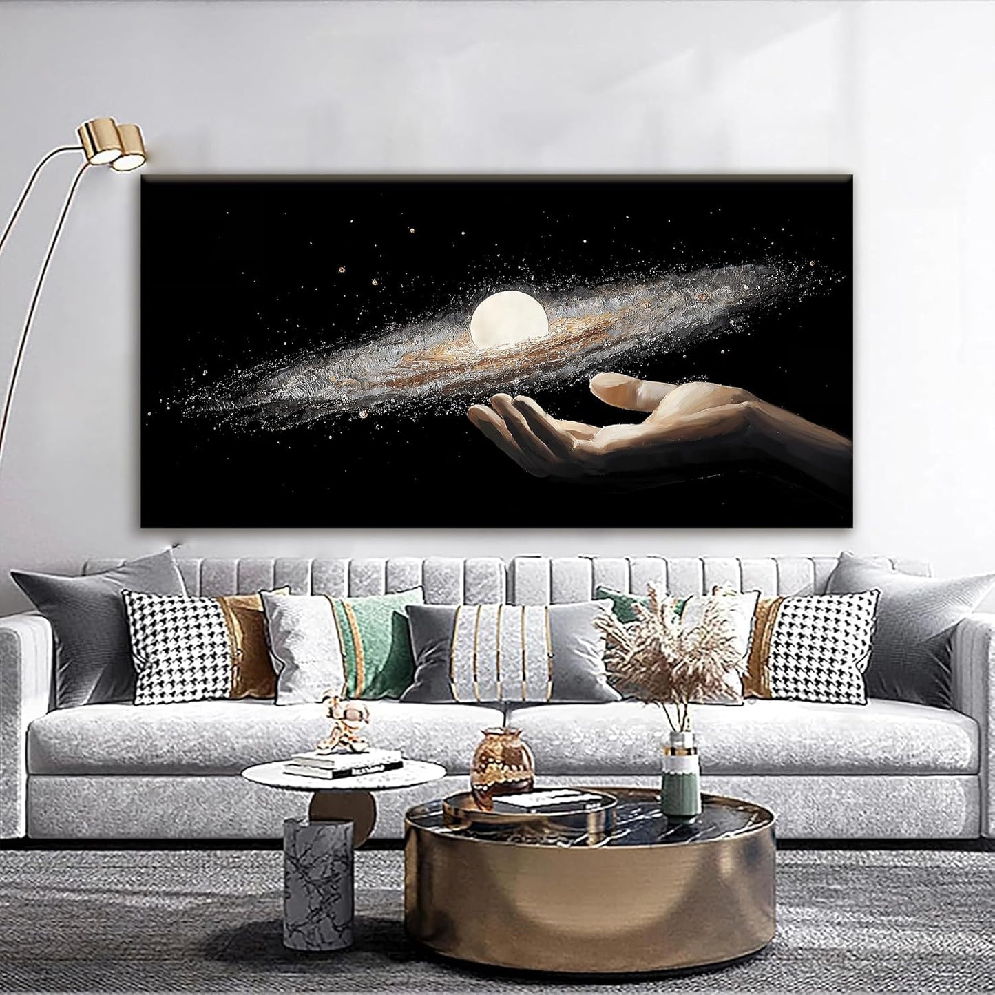 Large Abstract Wall Art Decor The Universe In Hand Science Fiction Wall Art For Living Room Bedroom Office Kitchen 29x58 Inch Canvas Painting Home Wall Decor Ready To Hang