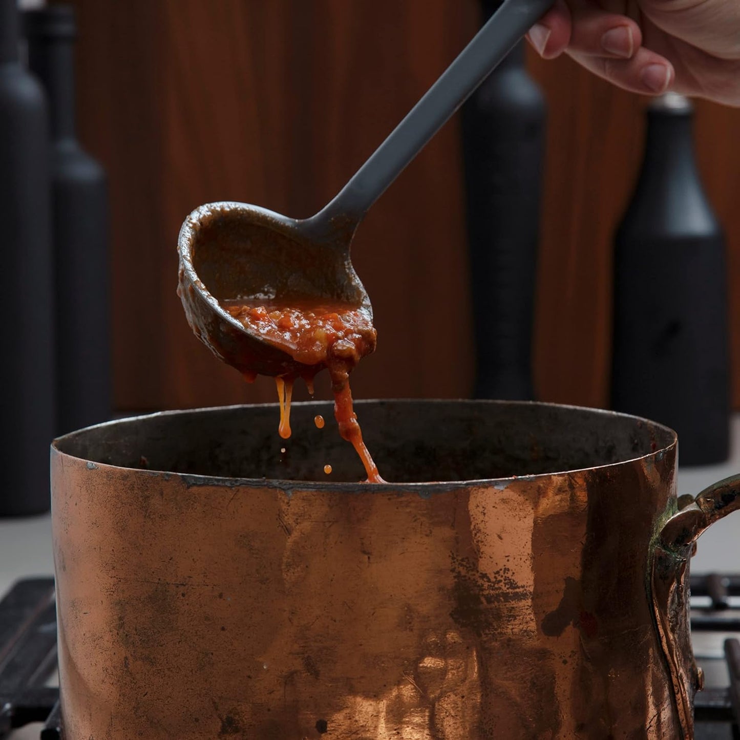 GIR: Get It Right Premium Silicone Ladle Serving Spoon - Non-stick Heat Resistant Seamless Kitchen Ladle for Soups, Stews, Dressings, and More - Ultimate, Navy, 3/4 Cup, (GIRLAU381NVY)