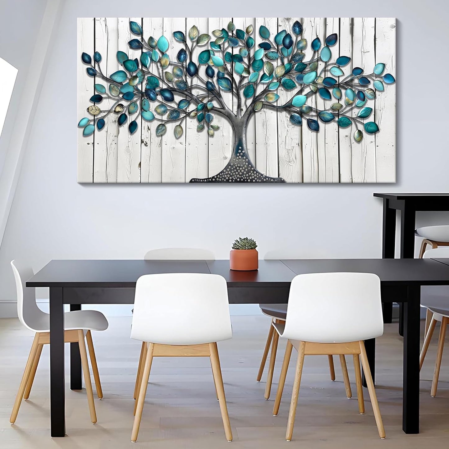CHATYOUNG Wall Art Living Room - Large Green Tree of Life Wood Textured Background Modern Paintings Wall Decor Artwork for Bedroom Dining Room Office Kitchen Home Decor 48"x24"