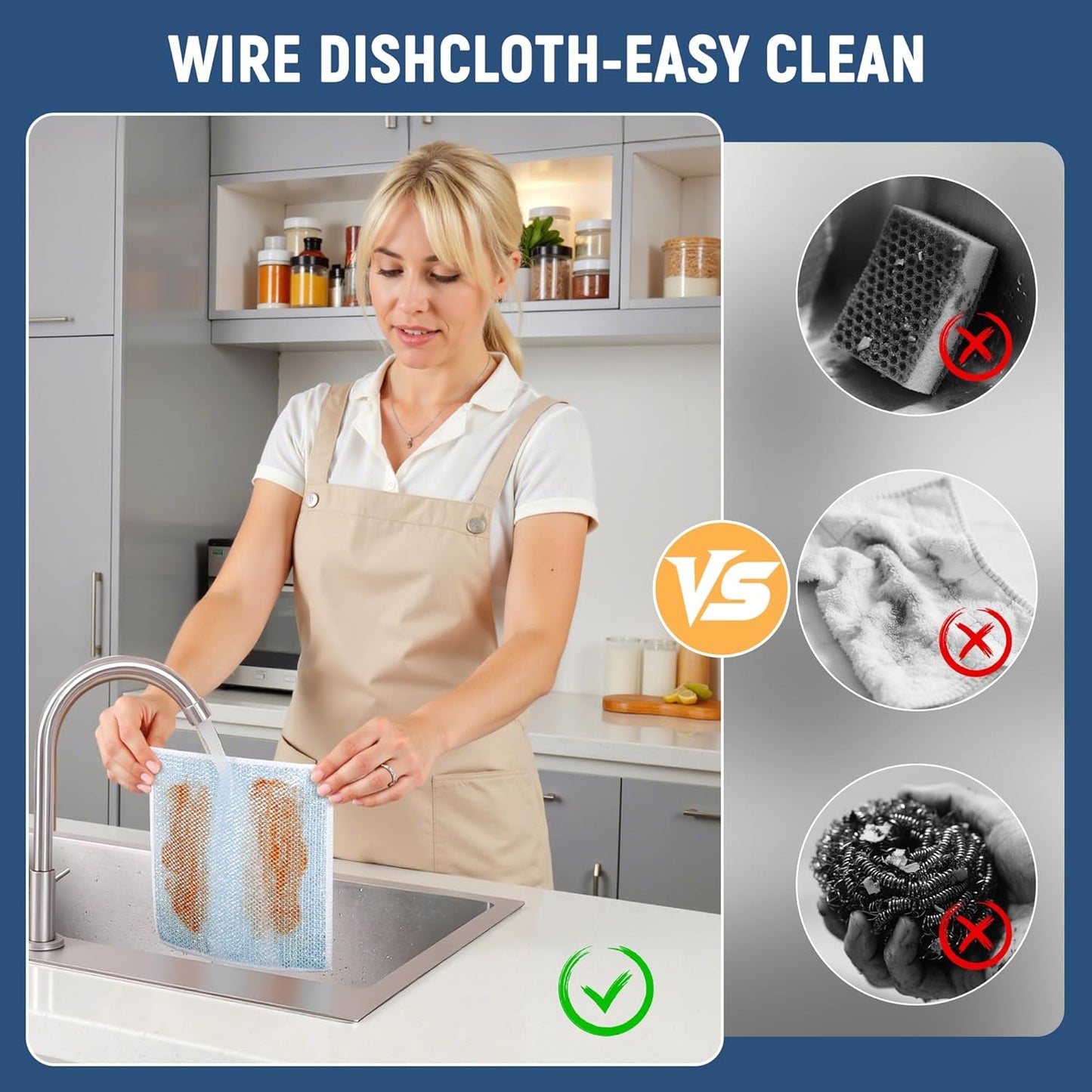 Double Side Non Scratch Wire Dishcloth 75pcs-Multipurpose Wire Dishwashing Rags Wire Mesh Cleaning Cloth,Kitchen Towels and Dishcloths Sets Microfiber Cloth for Cleaning Pans Sinks & Cookware