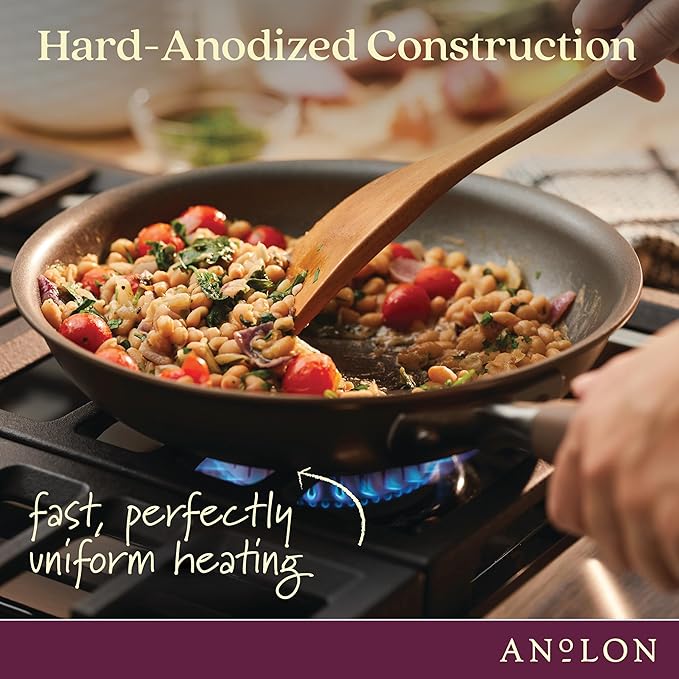 Anolon Advanced Home Hard Anodized Nonstick Frying Pan, 8.5 Inch – Small Non Stick Egg Pan, Durable Nonstick Skillet - Bronze