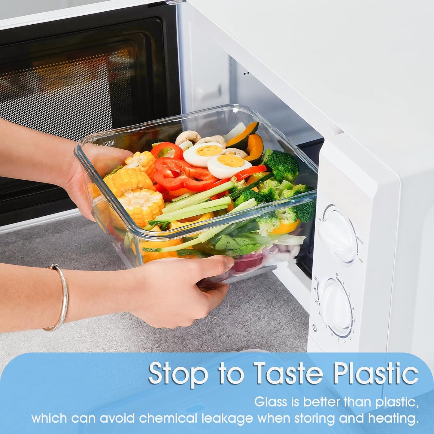 NUTRIUPS 3.3L Large Glass Food Storage Containers, Square Meal Prep Containers, Food Storage Containers