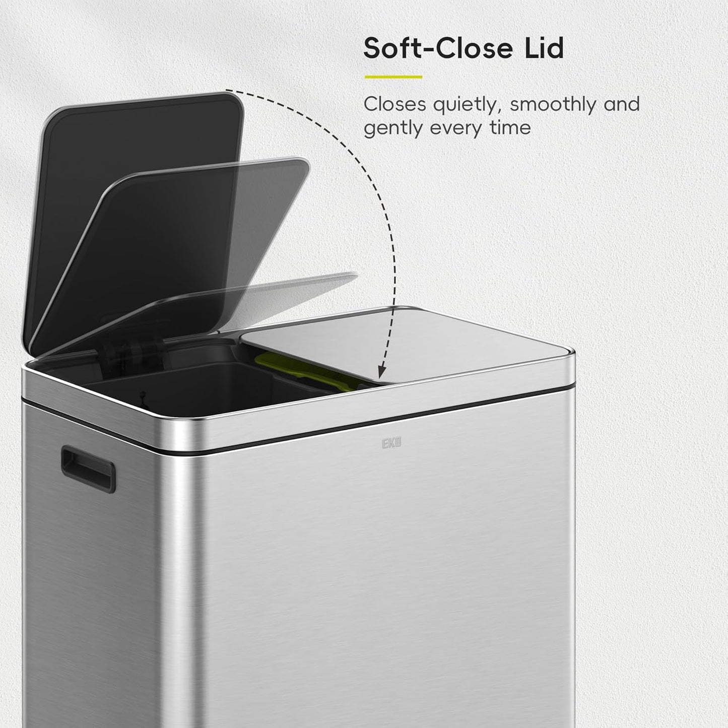 EKO Edison Dual Trash Can for Recycling and Trash, 8+8 Gallons Kitchen Garbage Can with Dual Removable Inner Liners, Independent Lids and Pedals, Matte Stainless Steel