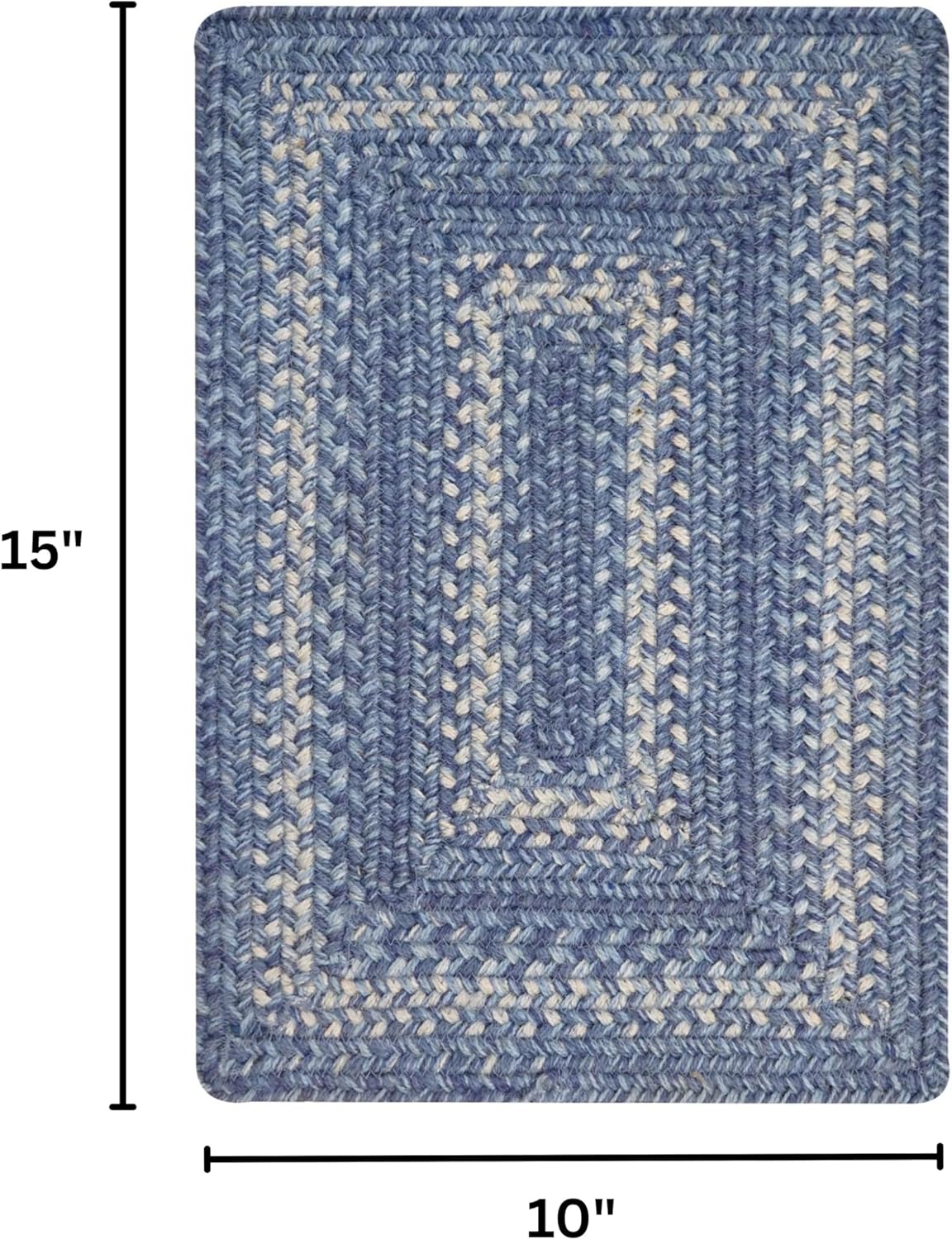 Homespice Denim Premium Jute Braided Placemat Set of 4-10x15 Rectangular Blue, Navy, White Reversible, Natural Jute Yarn Rustic, Country, Primitive, Farmhouse Style