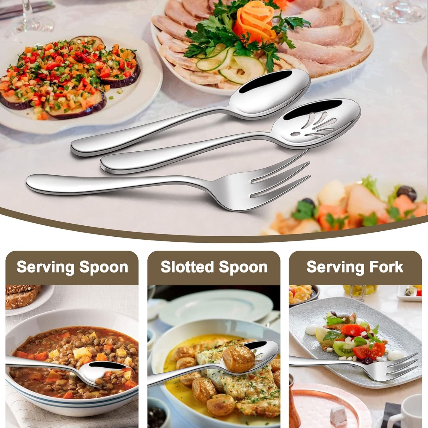 23-Piece Heavy Duty Silverware Set for 4, LIANYU Stainless Steel Flatware Set with Serving Utensils, Thick Cutlery Eating Utensils Include Fork Knife Spoon, Mirror Finished, Dishwasher Safe