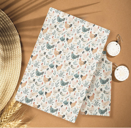 Farmhouse Chicken Kitchen Towels, Chicken Lover Mom Lady Gifts Decorative Dish Tea Towels for Kitchen, Cottagecore Farm Animal Hens Hand Towels for Bathroom, 16x24 Inches